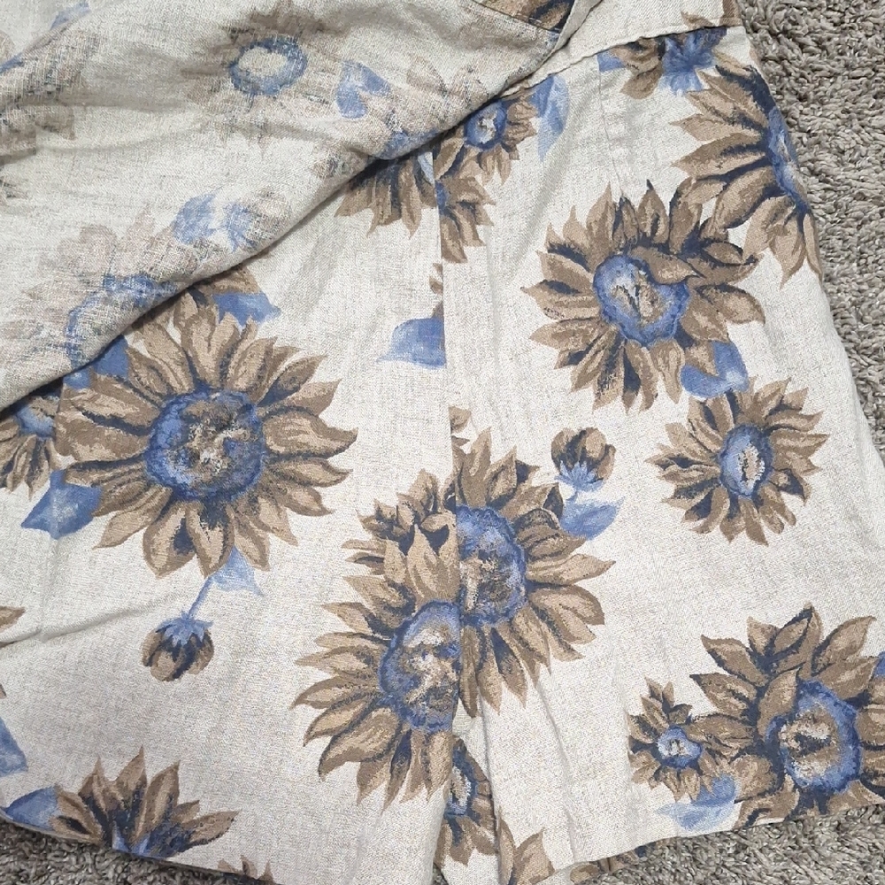 Niki-Lee California Lightweight Linen Blend Skorts Skirt Shorts- Sunflowers - 3 - Picture 2 of 5